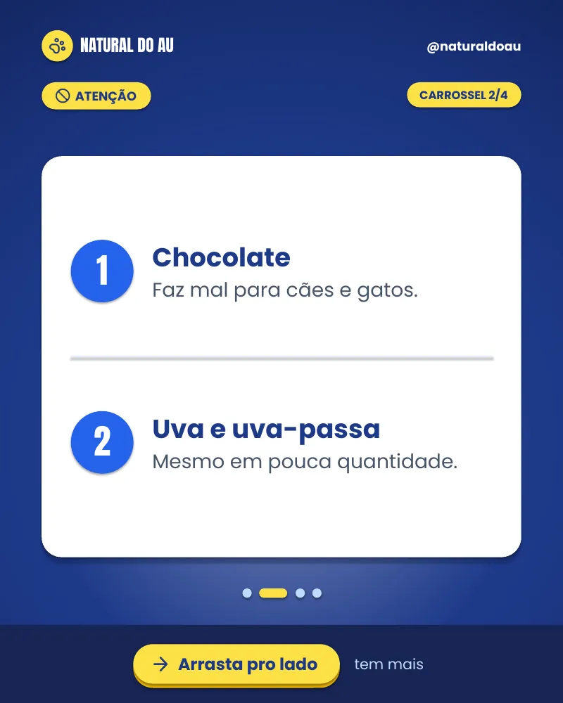 Carrossel “Alimentos proibidos para pets.”, página 2 de 4