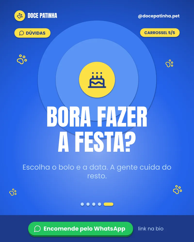 Carrossel “Bolo pet: perguntas frequentes.”, página 5 de 5