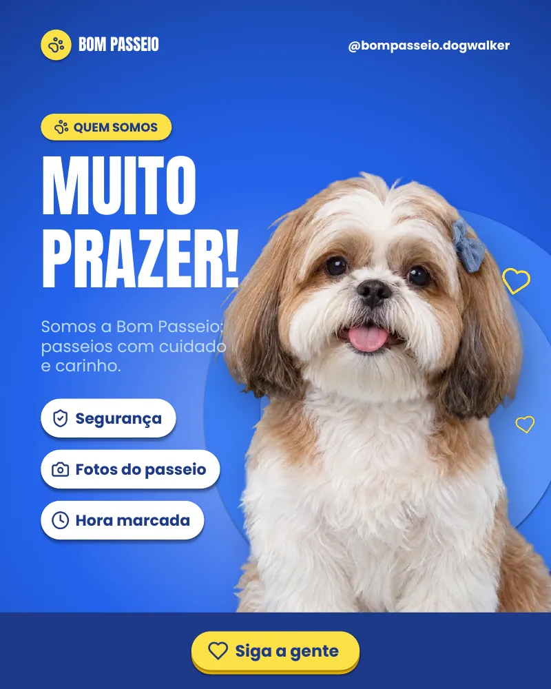 Post “Muito prazer!” do Feed Pronto Dog Walker