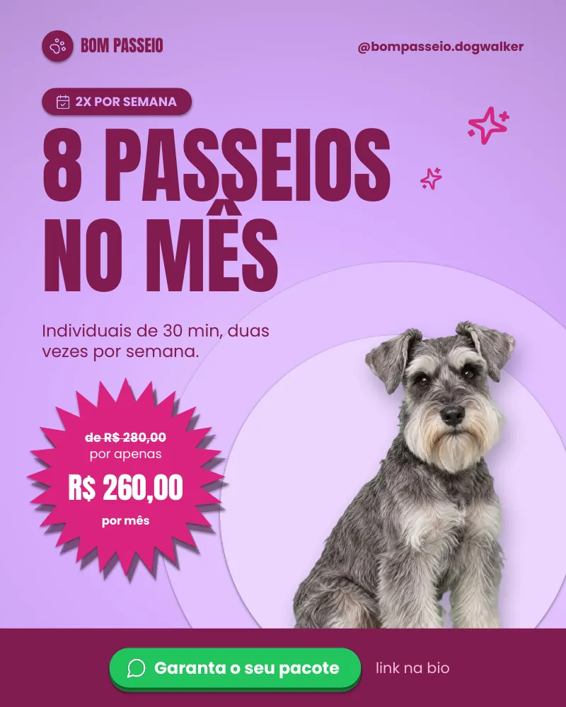 Post “Pacote 8 passeios no mês.”, edição rosa