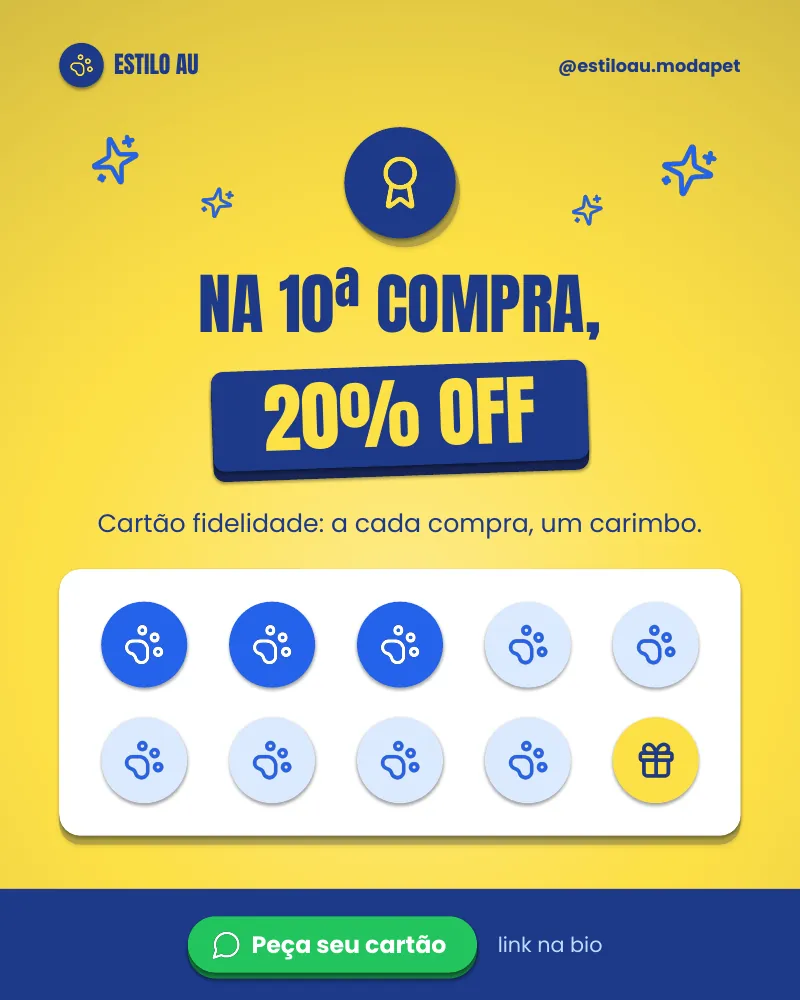 Post “Cartão fidelidade!” do Feed Pronto Moda Pet