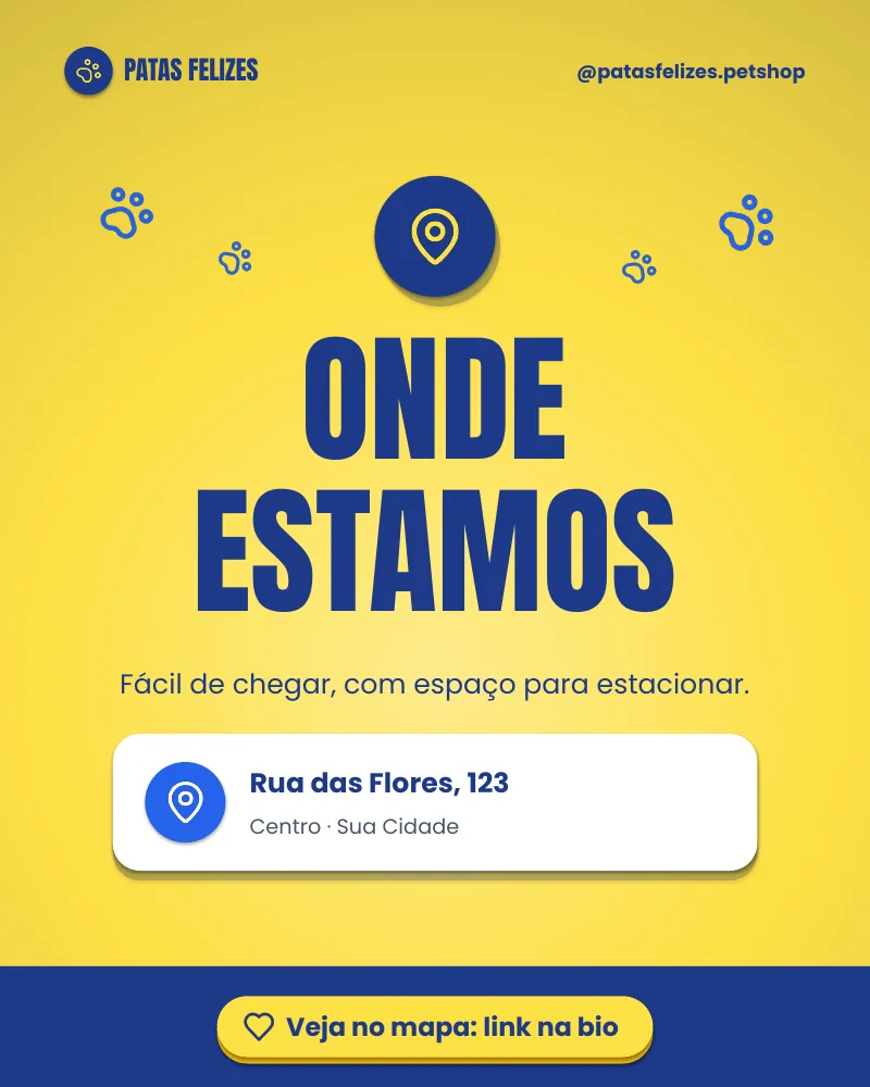 Post “Onde estamos.” do Feed Pronto Pet Shop