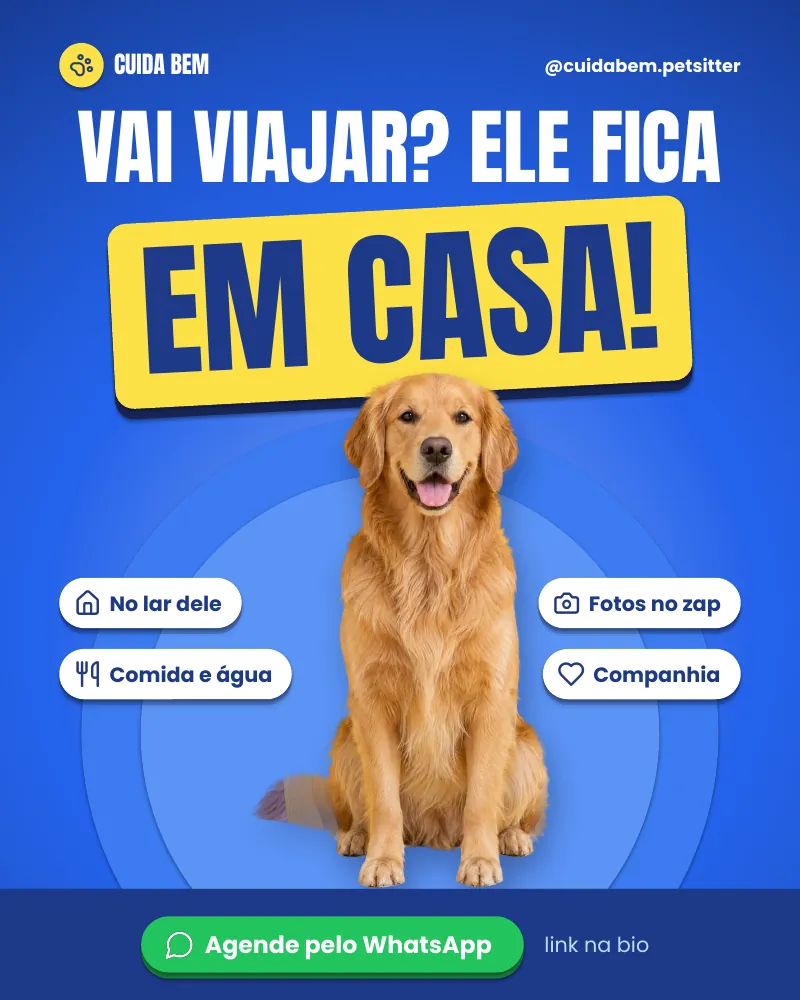 Post “Vai viajar? Ele fica em casa!” do Feed Pronto Pet Sitter