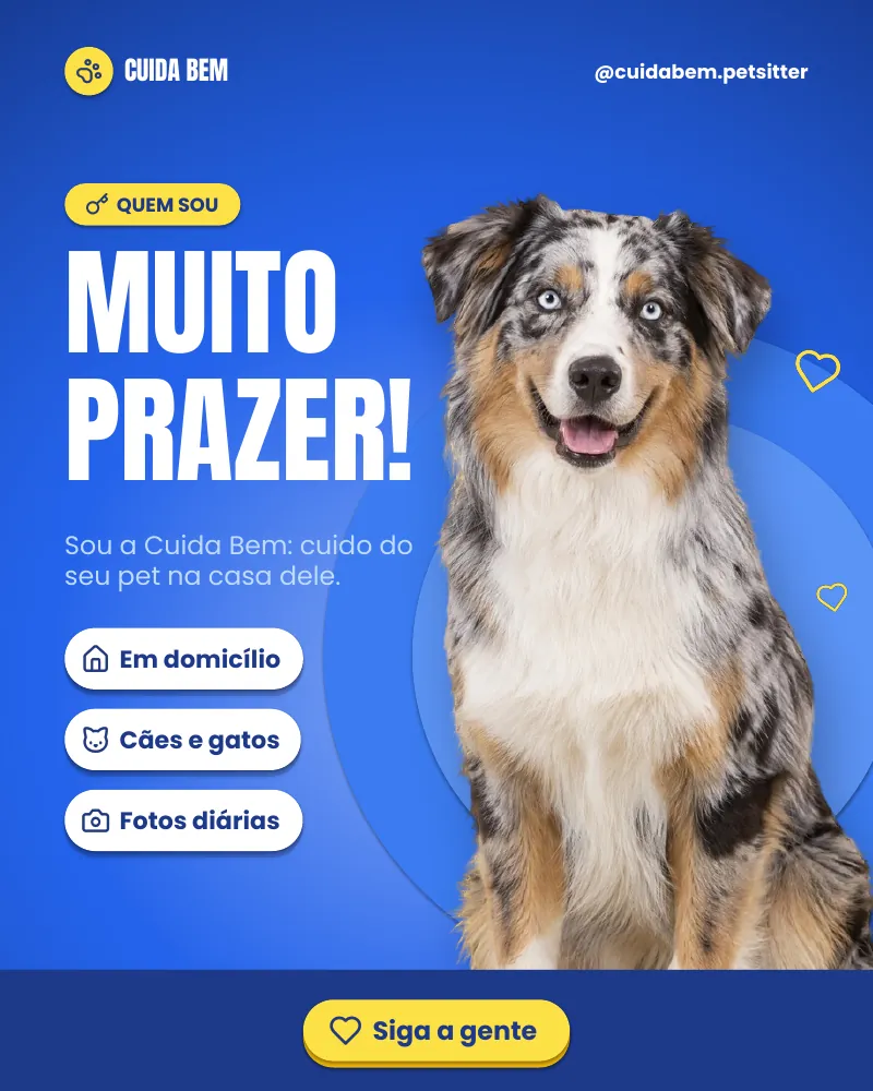 Post “Muito prazer!” do Feed Pronto Pet Sitter