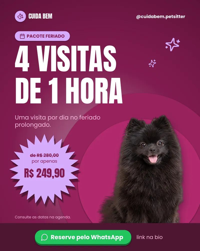 Post “Pacote feriado: 4 visitas de 1 hora.”, edição rosa