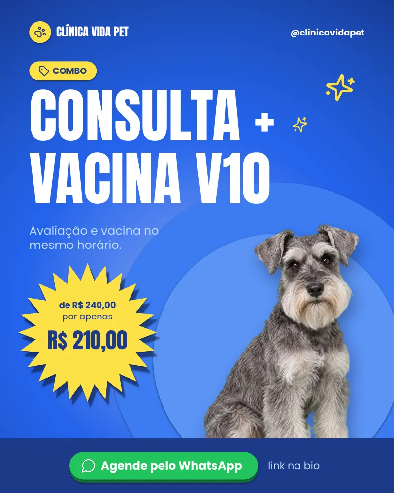 Post “Combo consulta + vacina V10.” do Feed Pronto Veterinária