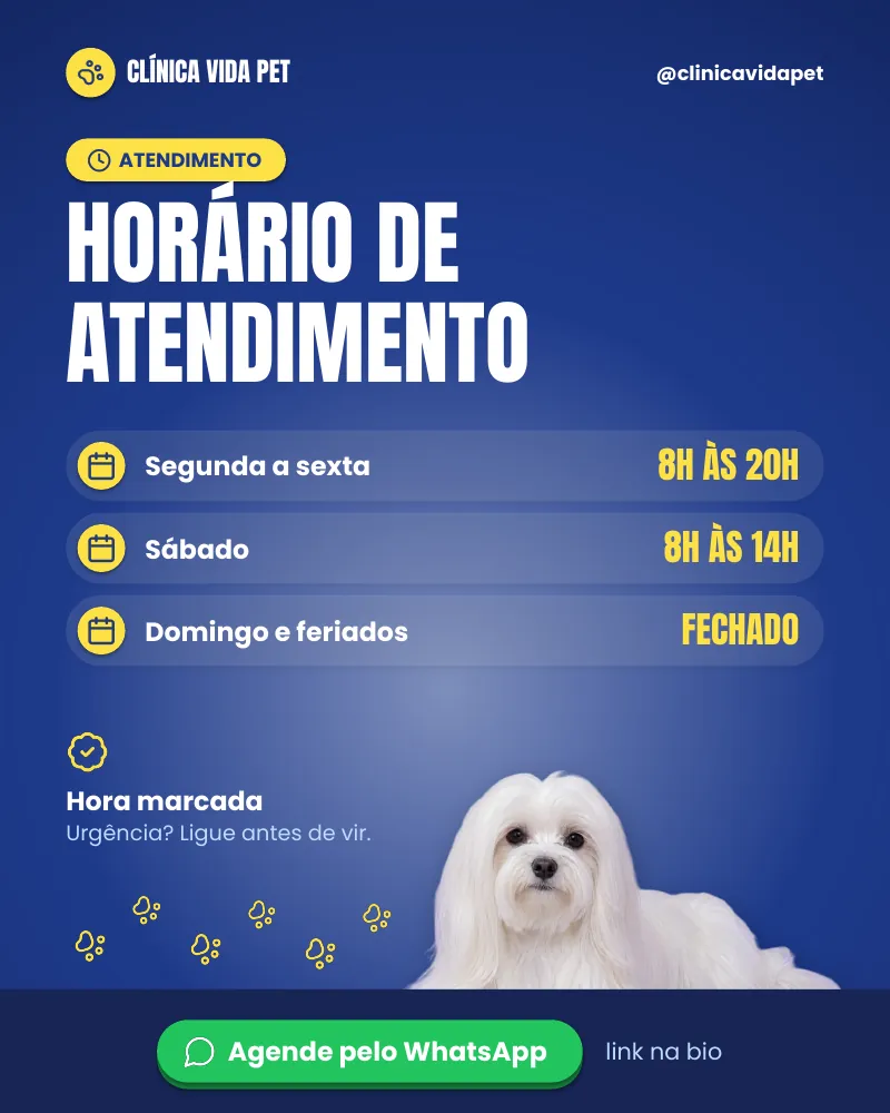 Post “Horário de atendimento.” do Feed Pronto Veterinária