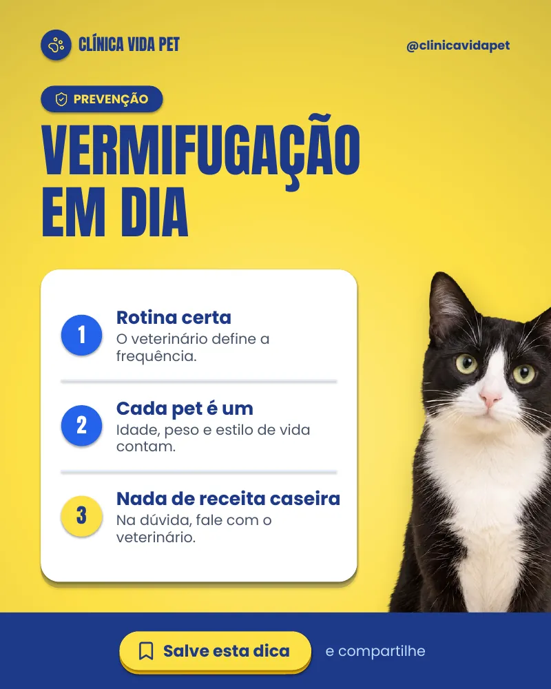 Post “Vermifugação em dia.” do Feed Pronto Veterinária