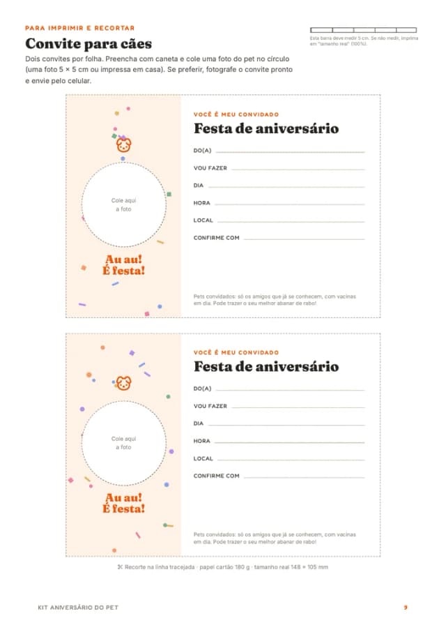 O convite para cães, dois por folha