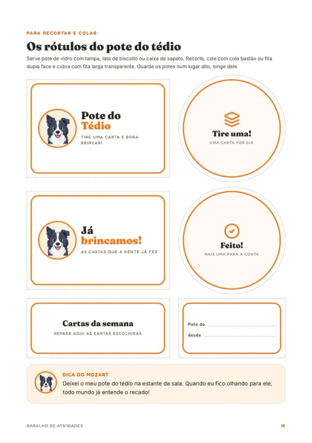 Os rótulos do pote do tédio