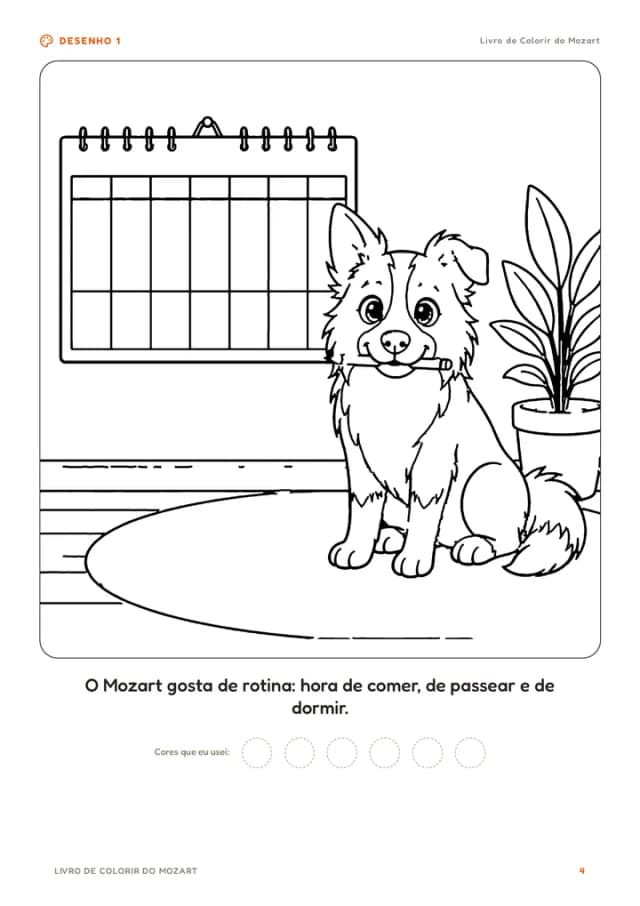 Desenho 1: o Mozart gosta de rotina