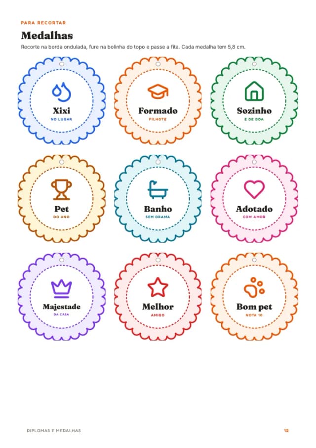 As 9 medalhas para recortar