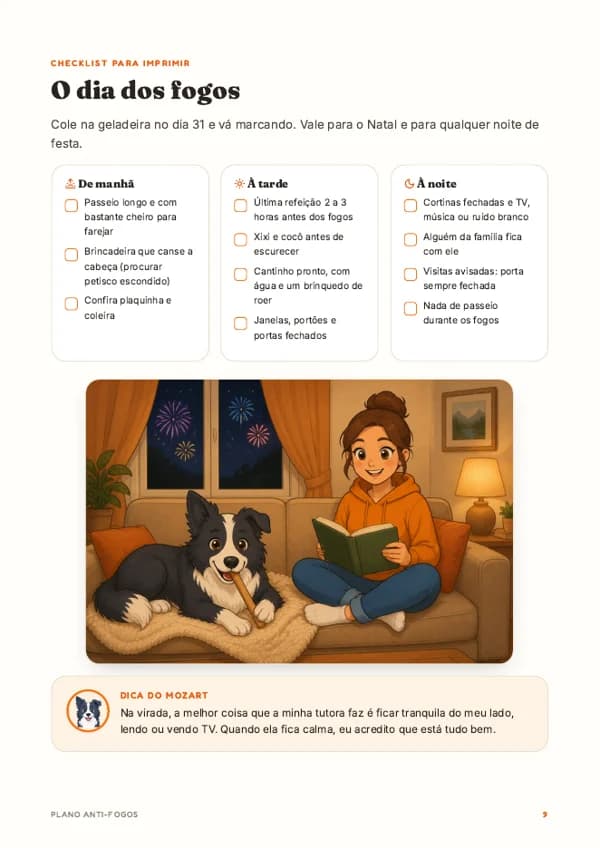 Página com o checklist do dia dos fogos