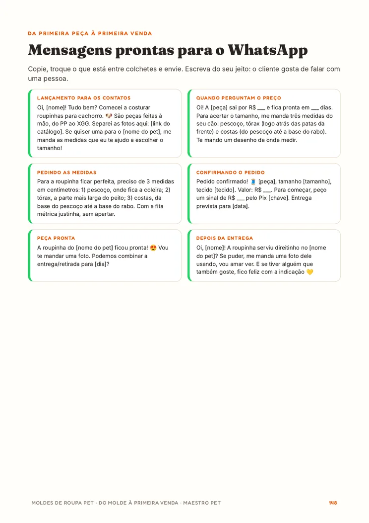 Mensagens prontas para o WhatsApp, do lançamento ao pós-venda.