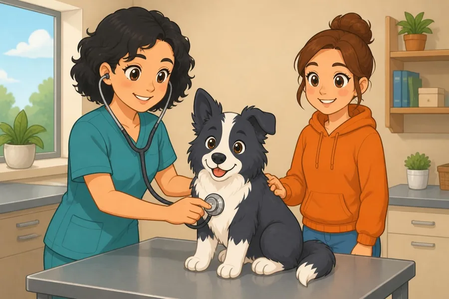 Mozart na consulta com o veterinário