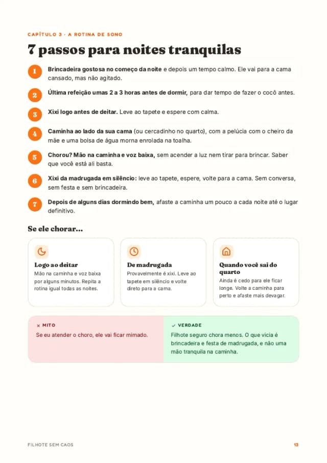 Página da rotina de sono em 7 passos