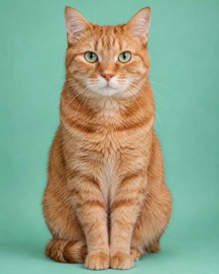 Gato laranja sentado olhando para a câmera