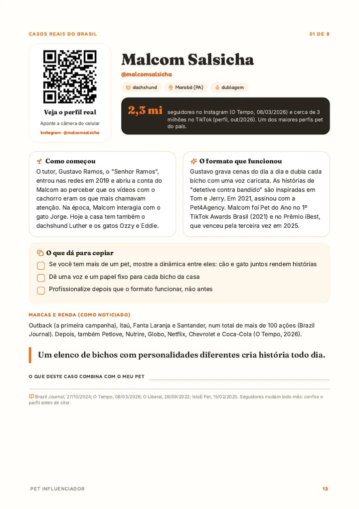 Página de um dos casos reais do guia
