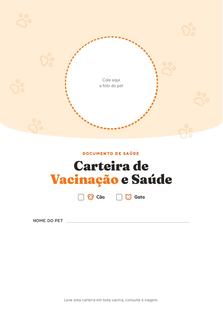 Capa da carteira de vacinação para imprimir