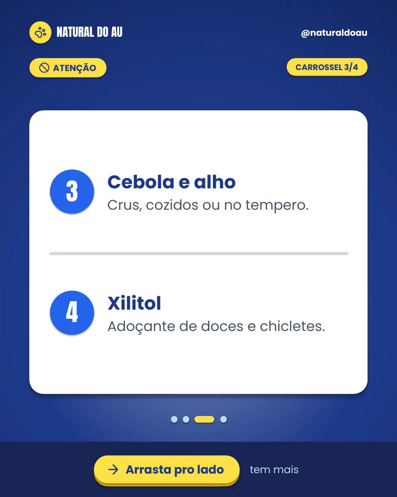 Carrossel “Alimentos proibidos para pets.”, página 3 de 4