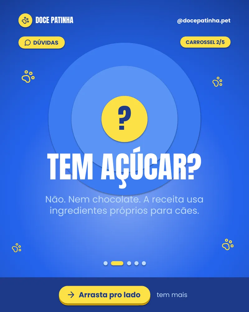 Carrossel “Bolo pet: perguntas frequentes.”, página 2 de 5