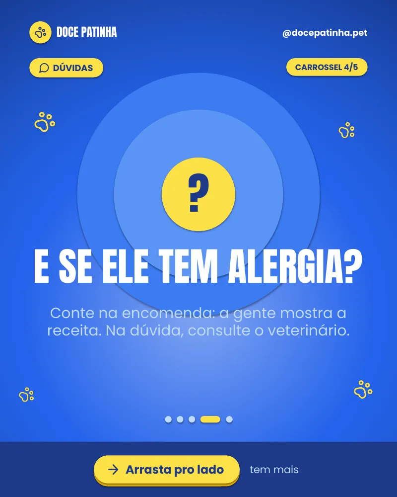 Carrossel “Bolo pet: perguntas frequentes.”, página 4 de 5