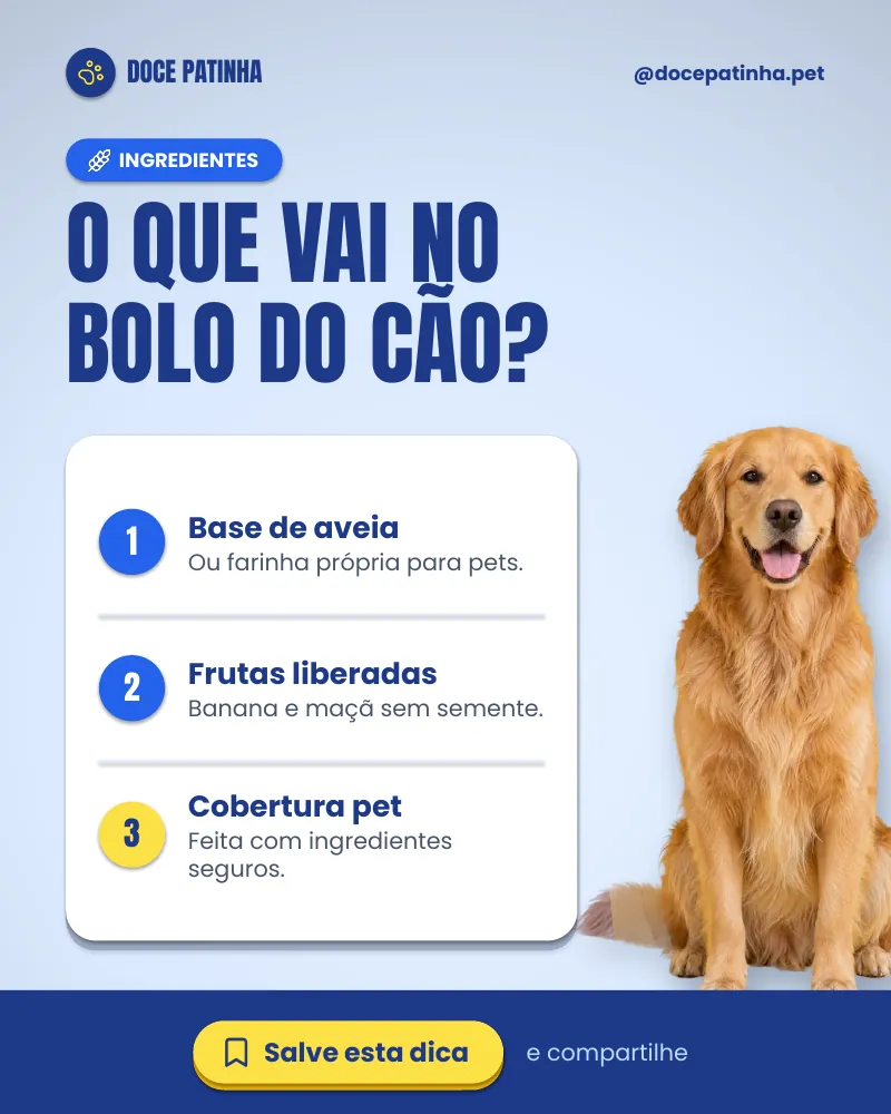 Post “O que vai no bolo do cão?” do Feed Pronto Confeitaria Pet