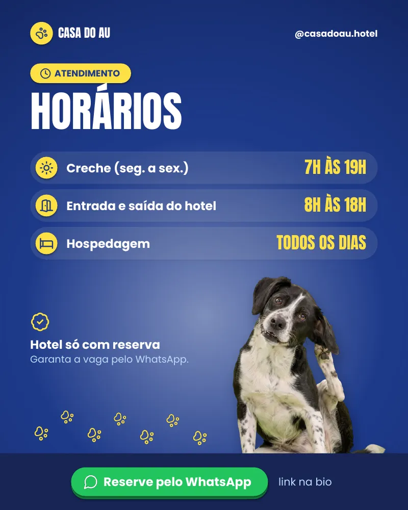 Post “Nossos horários.” do Feed Pronto Hotel e Creche