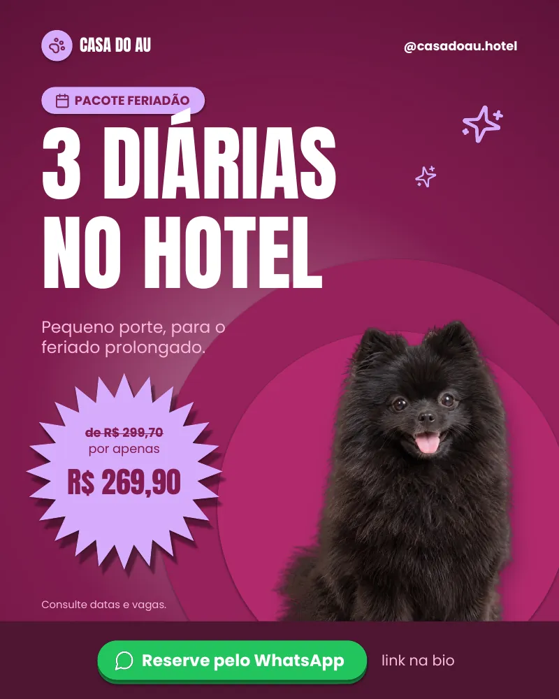 Post “Pacote feriadão: 3 diárias no hotel.”, edição rosa