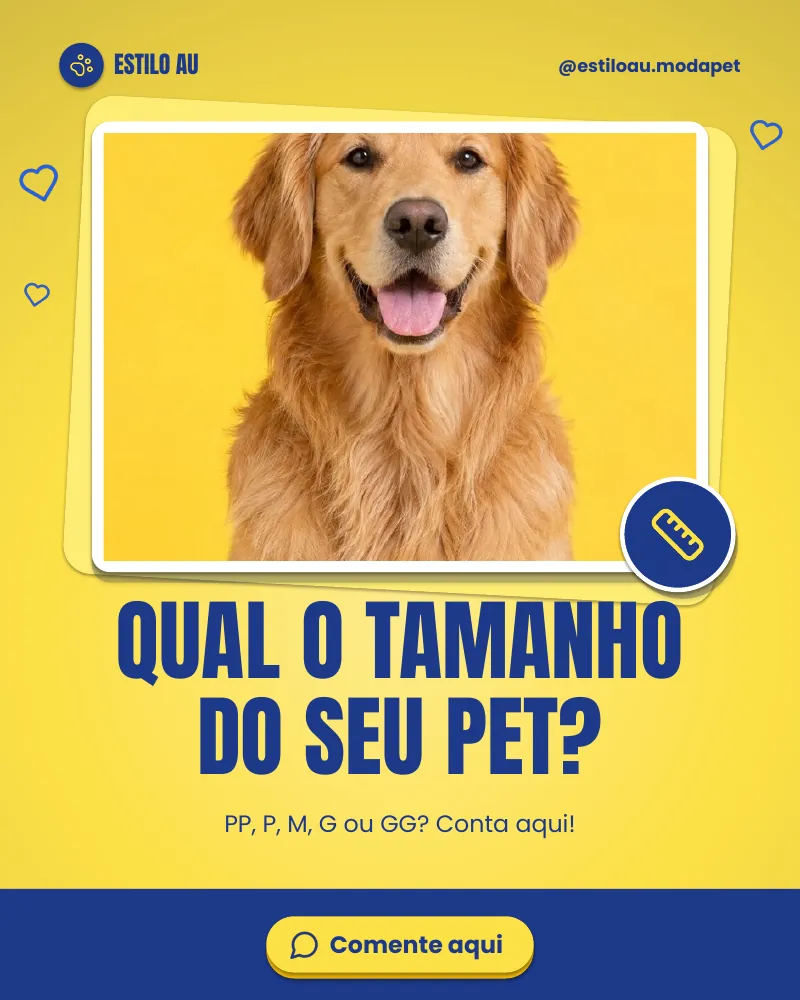 Post “Qual o tamanho do seu pet?” do Feed Pronto Moda Pet