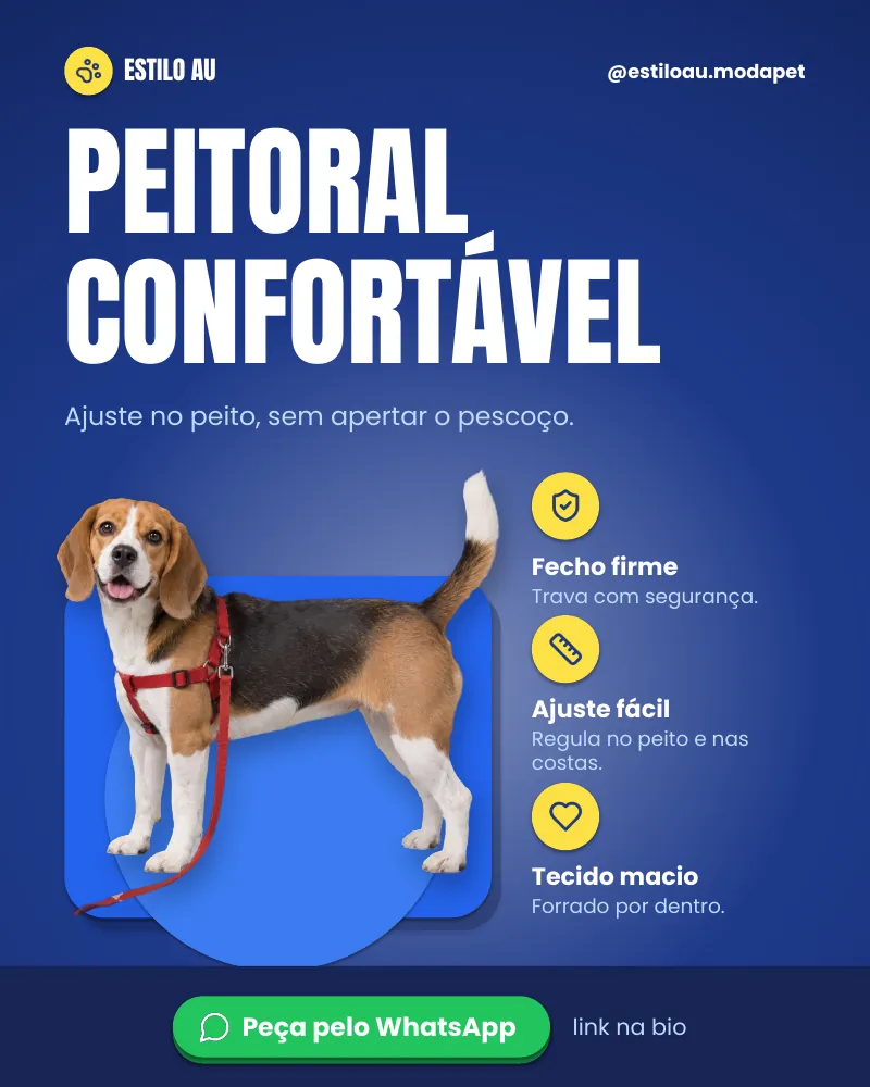 Post “Peitoral confortável para o passeio.” do Feed Pronto Moda Pet