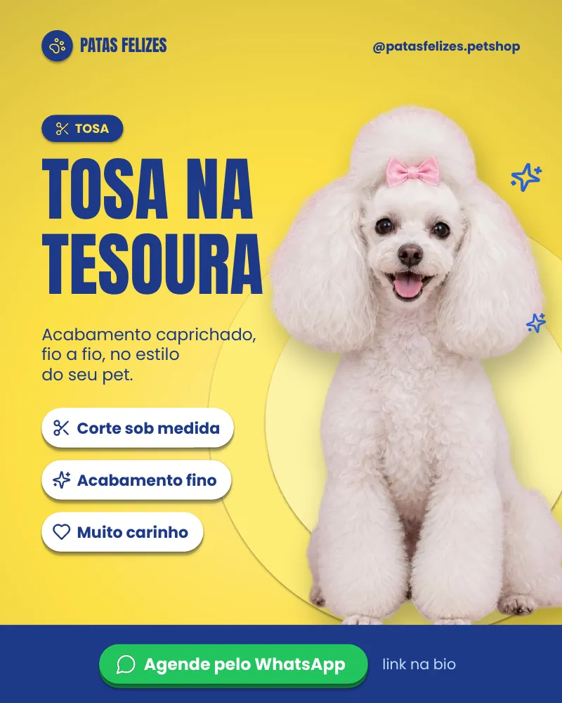 Post “Tosa na tesoura é trabalho de paciência.” do Feed Pronto Pet Shop
