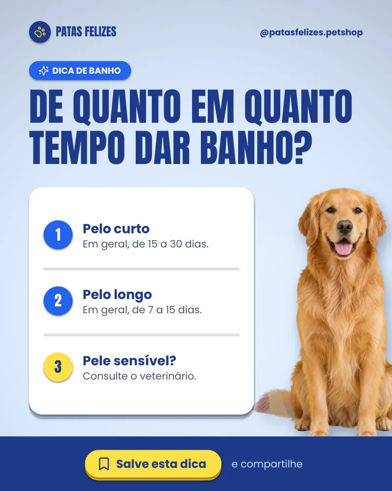 Post “De quanto em quanto tempo dar banho?” do Feed Pronto Pet Shop