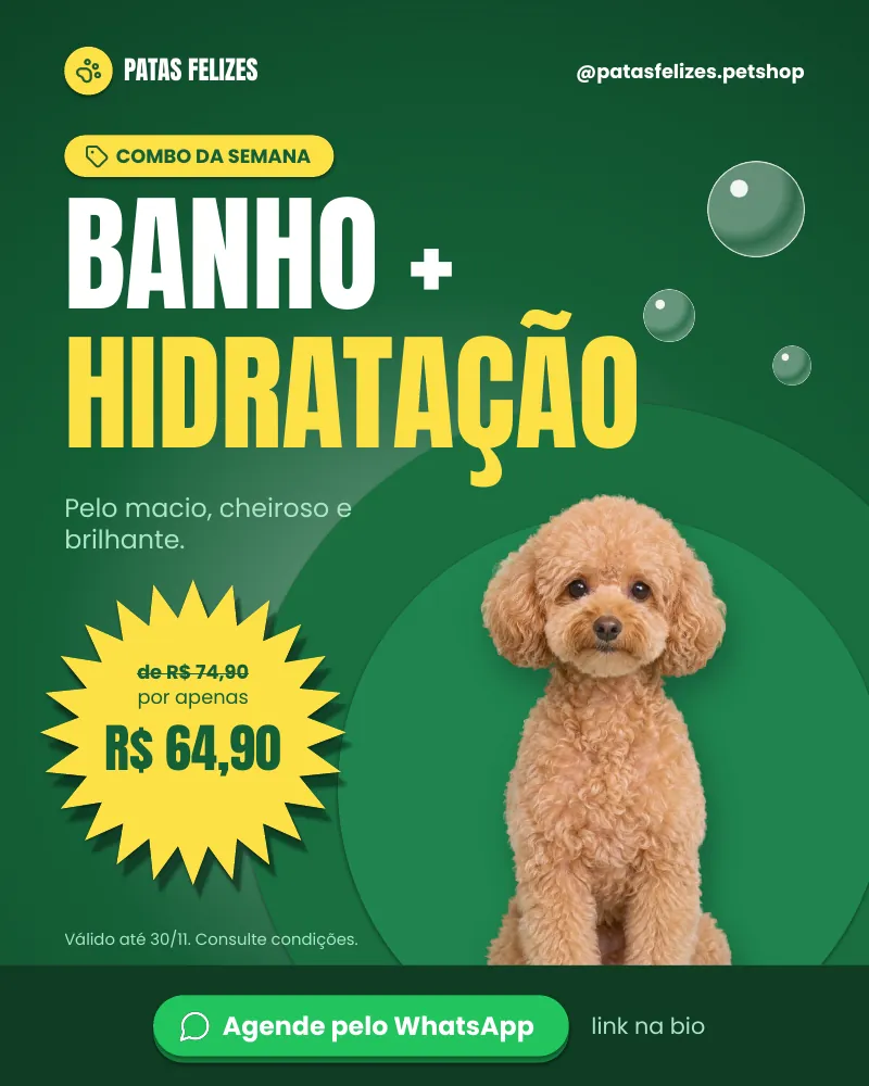 Post “Combo da semana: banho + hidratação.”, edição verde