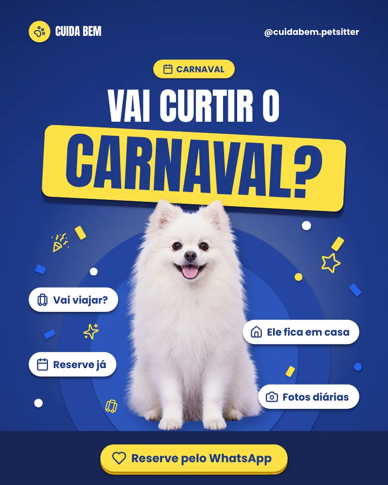Post “Vai curtir o Carnaval?” do Feed Pronto Pet Sitter