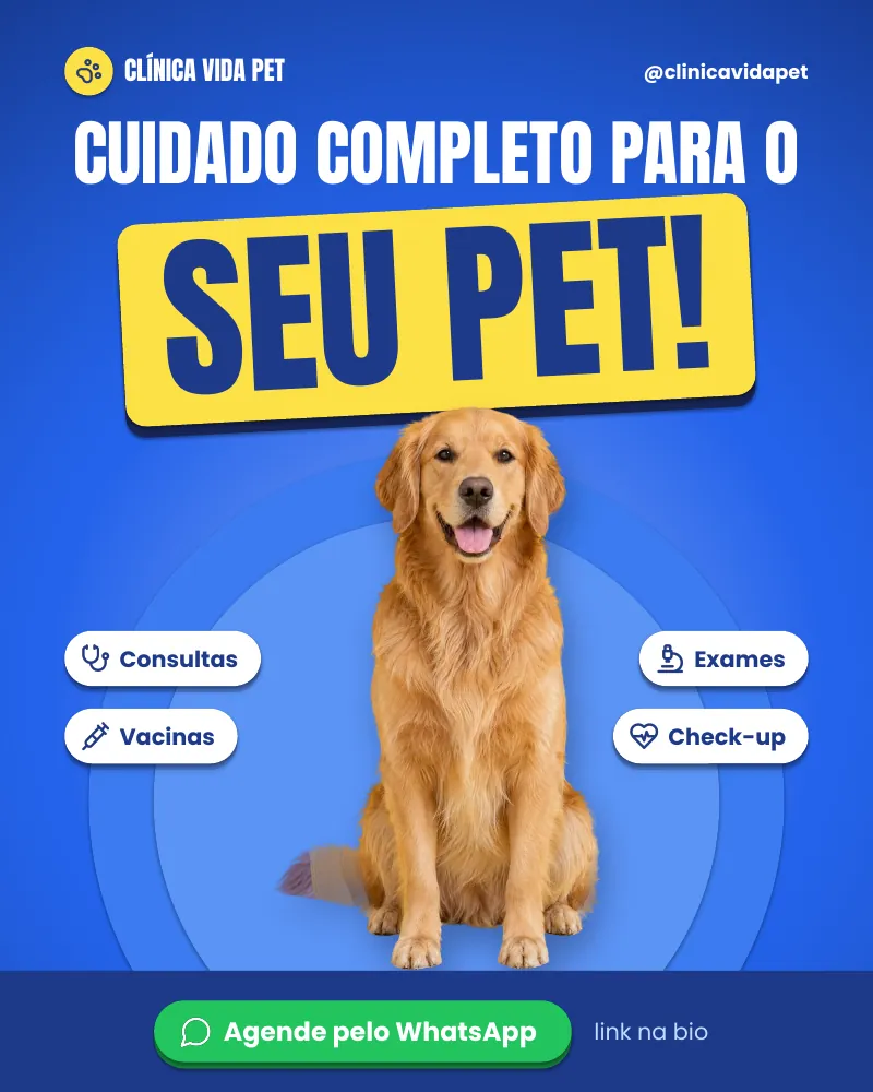 Post “Cuidado completo para o seu pet.” do Feed Pronto Veterinária