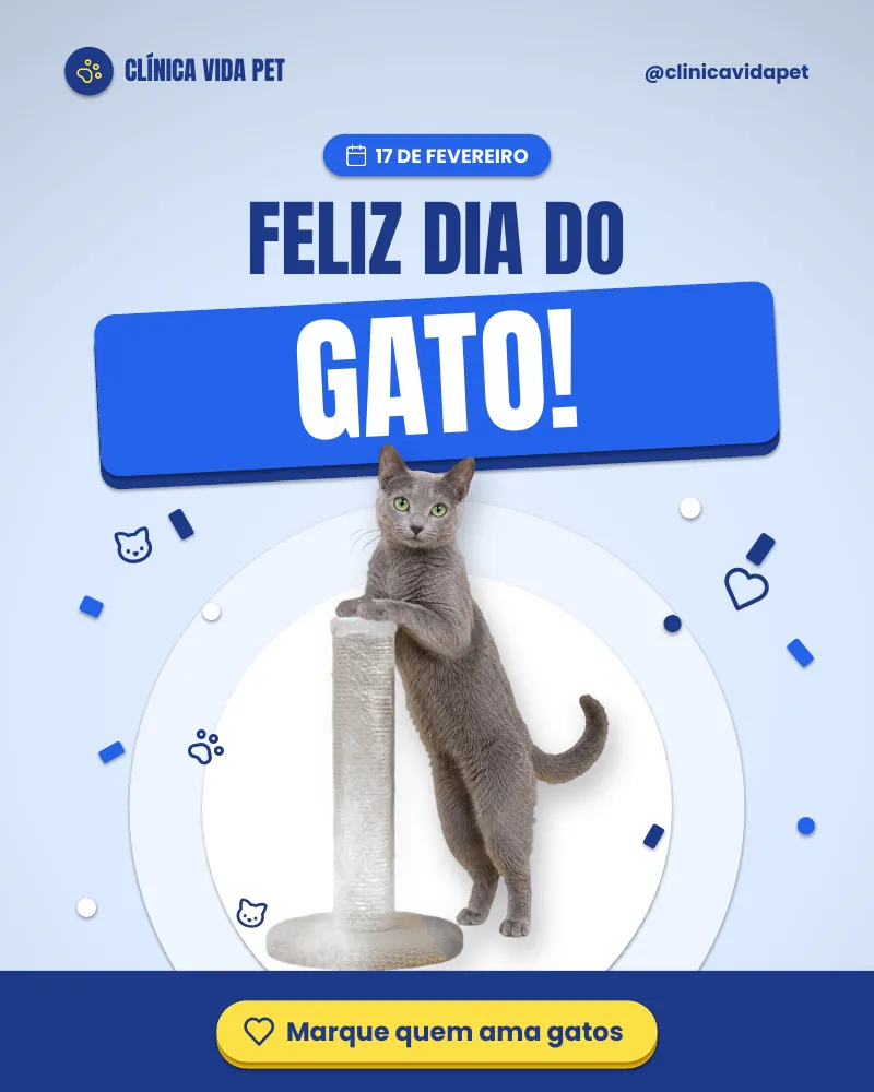 Post “Feliz Dia do Gato!” do Feed Pronto Veterinária